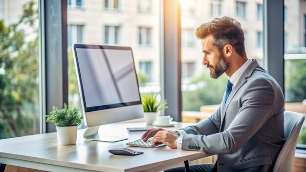 Focused Entrepreneur Working Intensively on Laptop to Drive